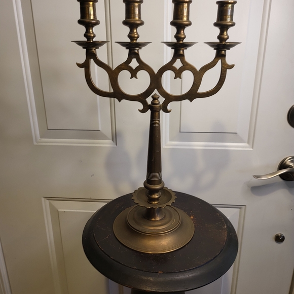 Antique Brass / Bronze Pair of 4 Candle  Candelabras 16.5' - Picture 2 of 14